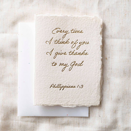 I give thanks for you | Christian Religious Greeting Card -  Blank Inside.