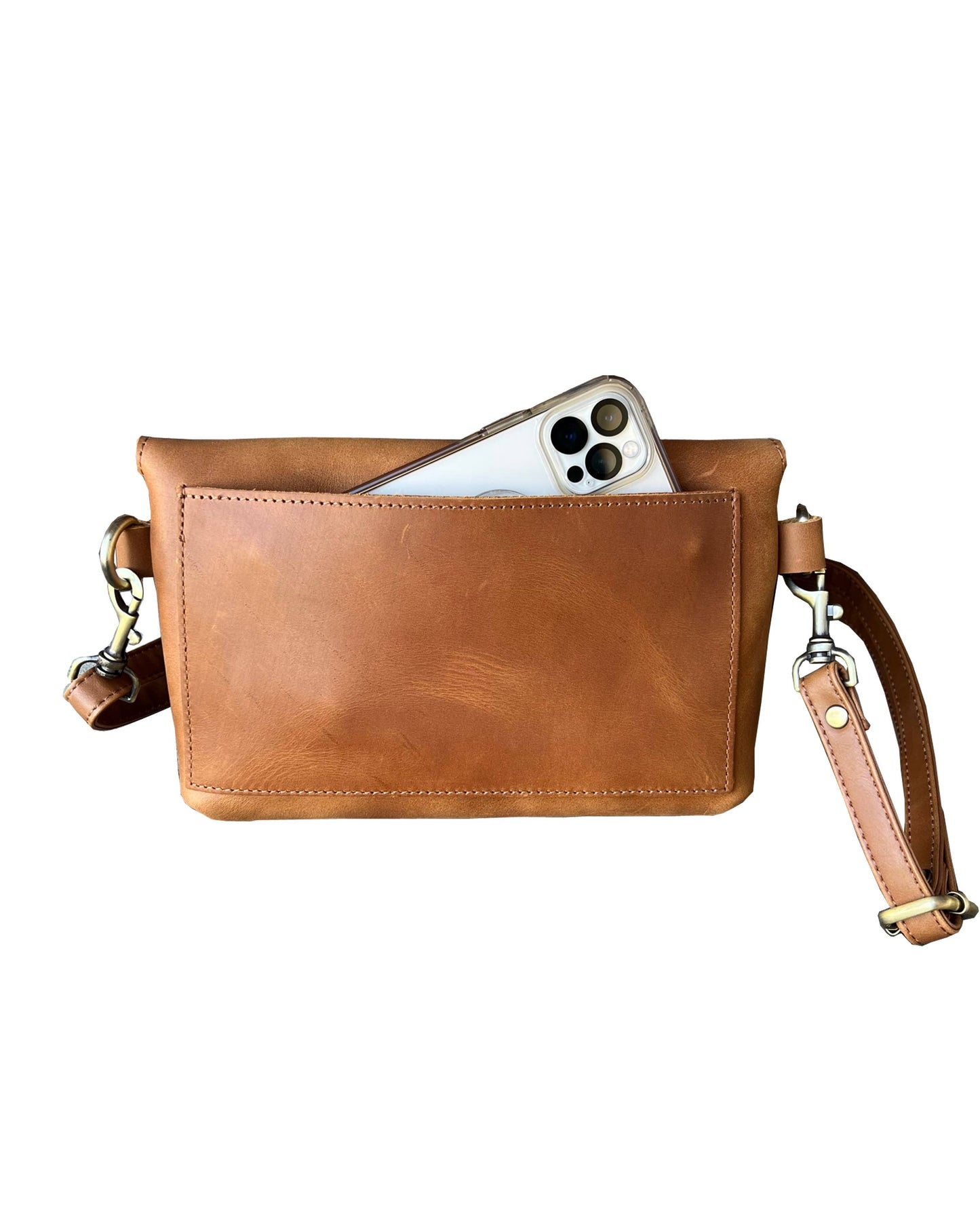 The Madeline genuine leather crossbody: Light Brown