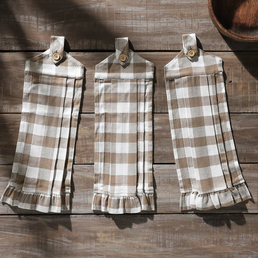 Annie Buffalo Check Portabella Button Loop Tea Towel