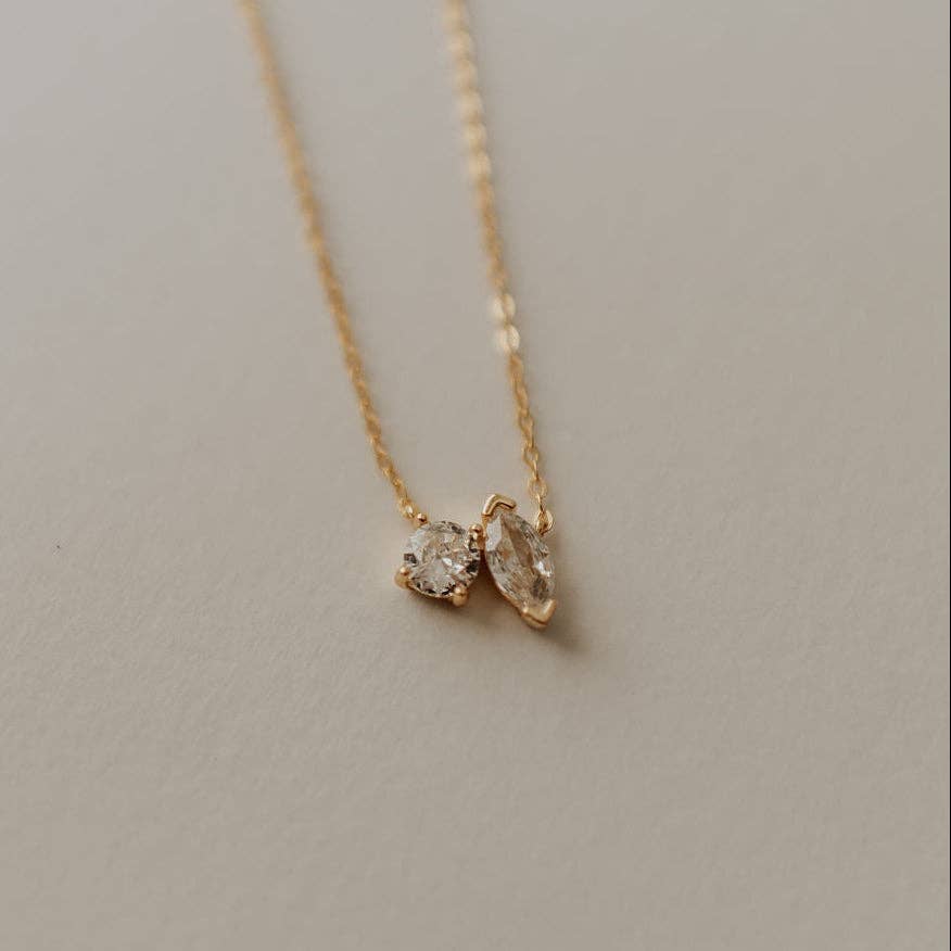 Sloane Two Stone Necklace: Gold