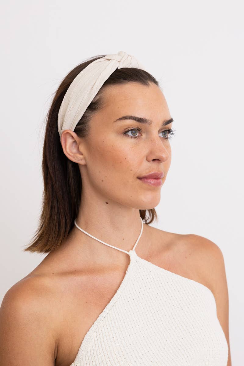 Top Knotted Boho Headband: Natural