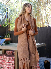 Load image into Gallery viewer, Oversized Two Pocket Tassel Scarf
