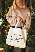 Load image into Gallery viewer, COFFEE AND GRACE Canvas Tote Bag: ONE SIZE / NATURAL
