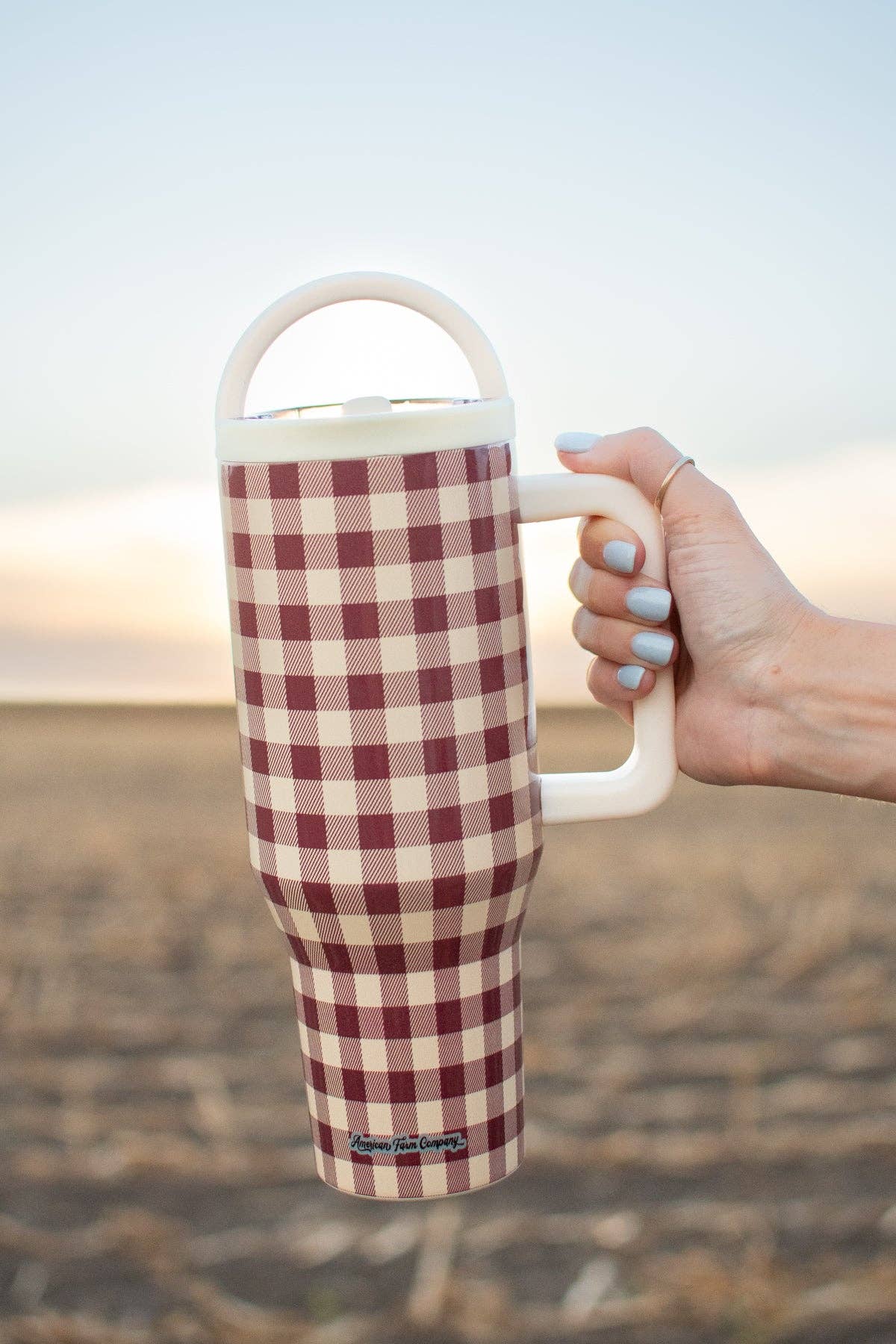 Cranberry Gingham 40oz Water Tank Tumbler