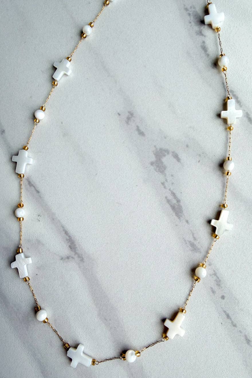 Laura Necklace- White Cross