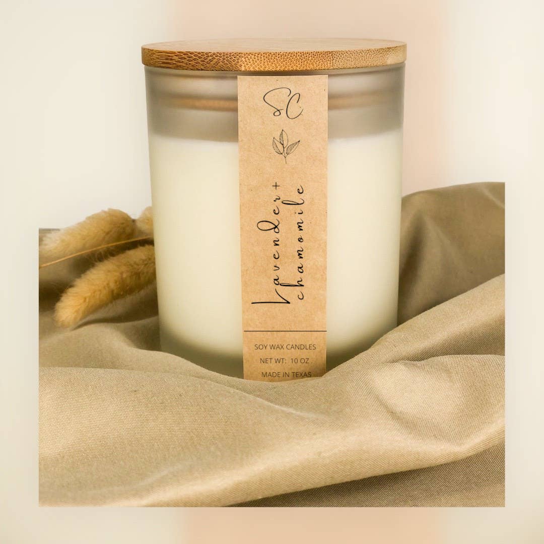 Lavender & Chamomile Soy Candle, Luxury Candle 10 fl oz
