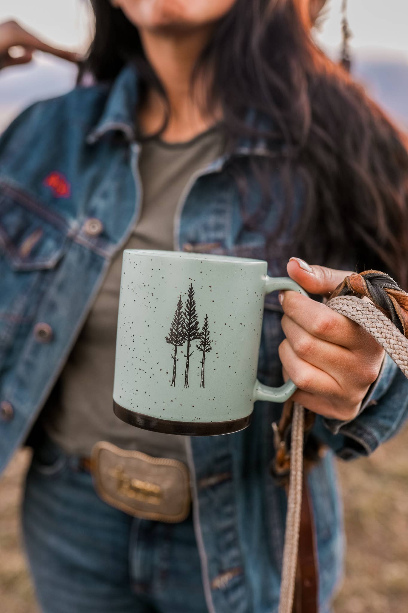 Rustic Three Tree Ceramic Mug- Sage