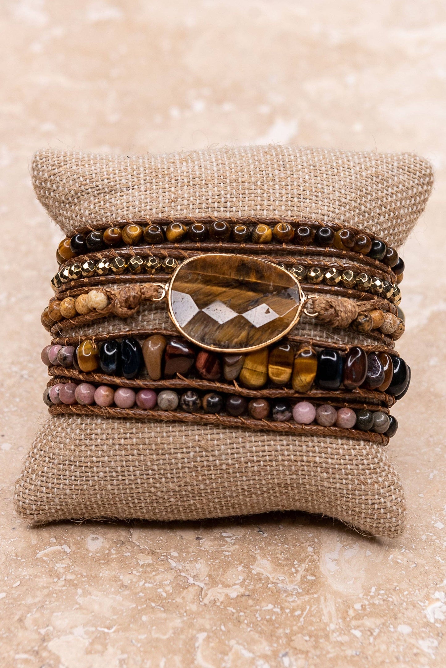 Kelly Wrap Bracelet: Jasper/Brown