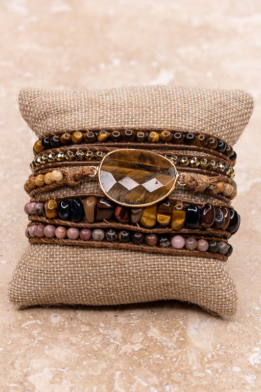 Kelly Wrap Bracelet: Jasper/Brown