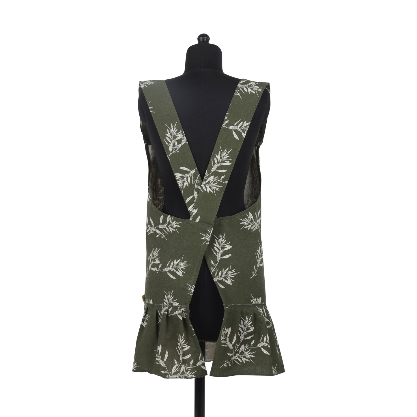 Apron Ruffled Pinafore Olives Green