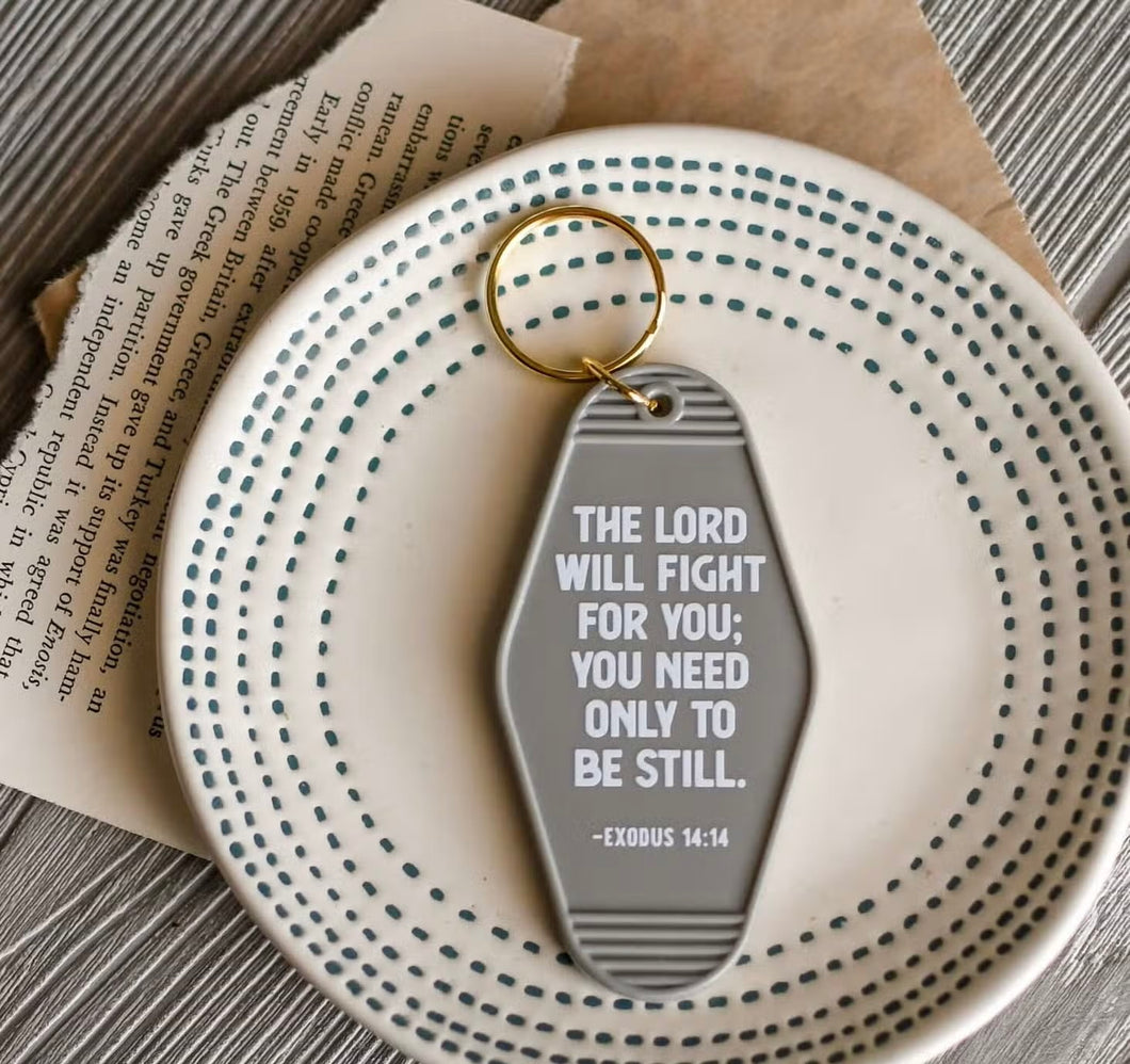 the Lord Will Fight For You Retro Keychain