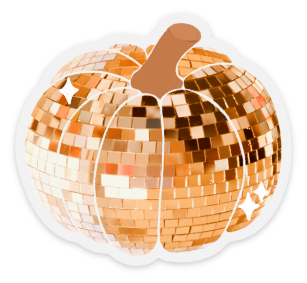 Clear Disco Ball Pumpkin Sticker, 2.9x2.9 in.