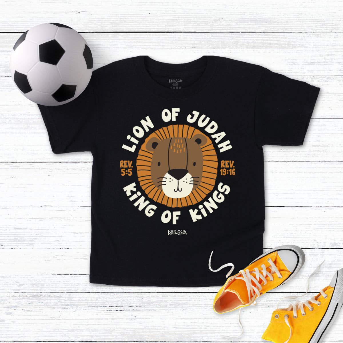 Kids T-Shirt Lion Of Judah: Black
