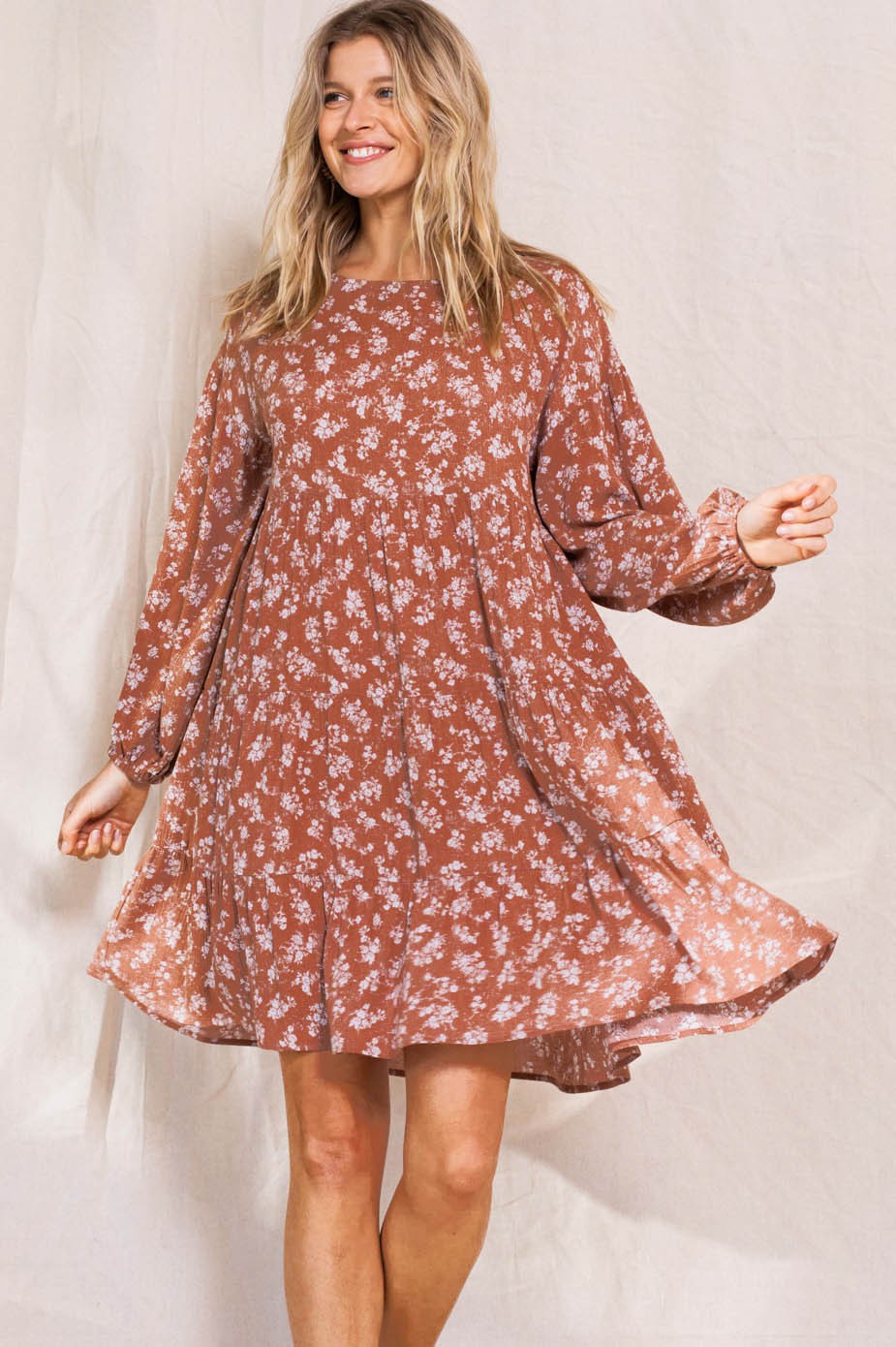 The BRITTANY Babydoll Long sleeve Dress