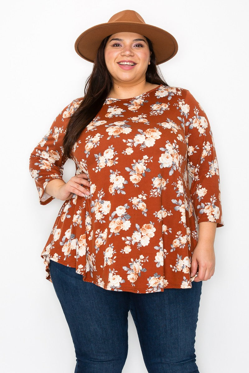 The Macy Floral Fall Top (1X-5X)