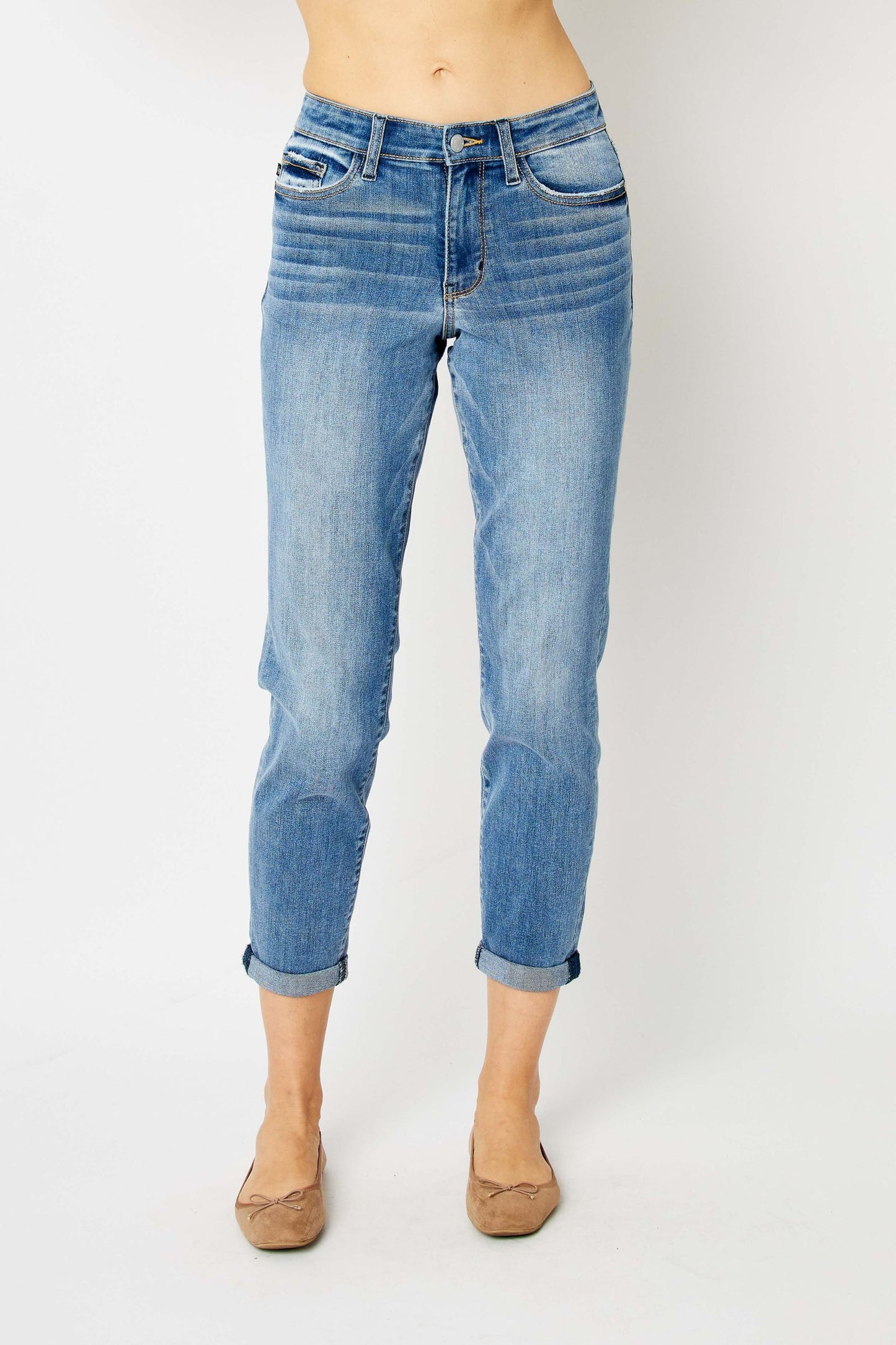 Judy Blue Mid Rise Cuffed Slim