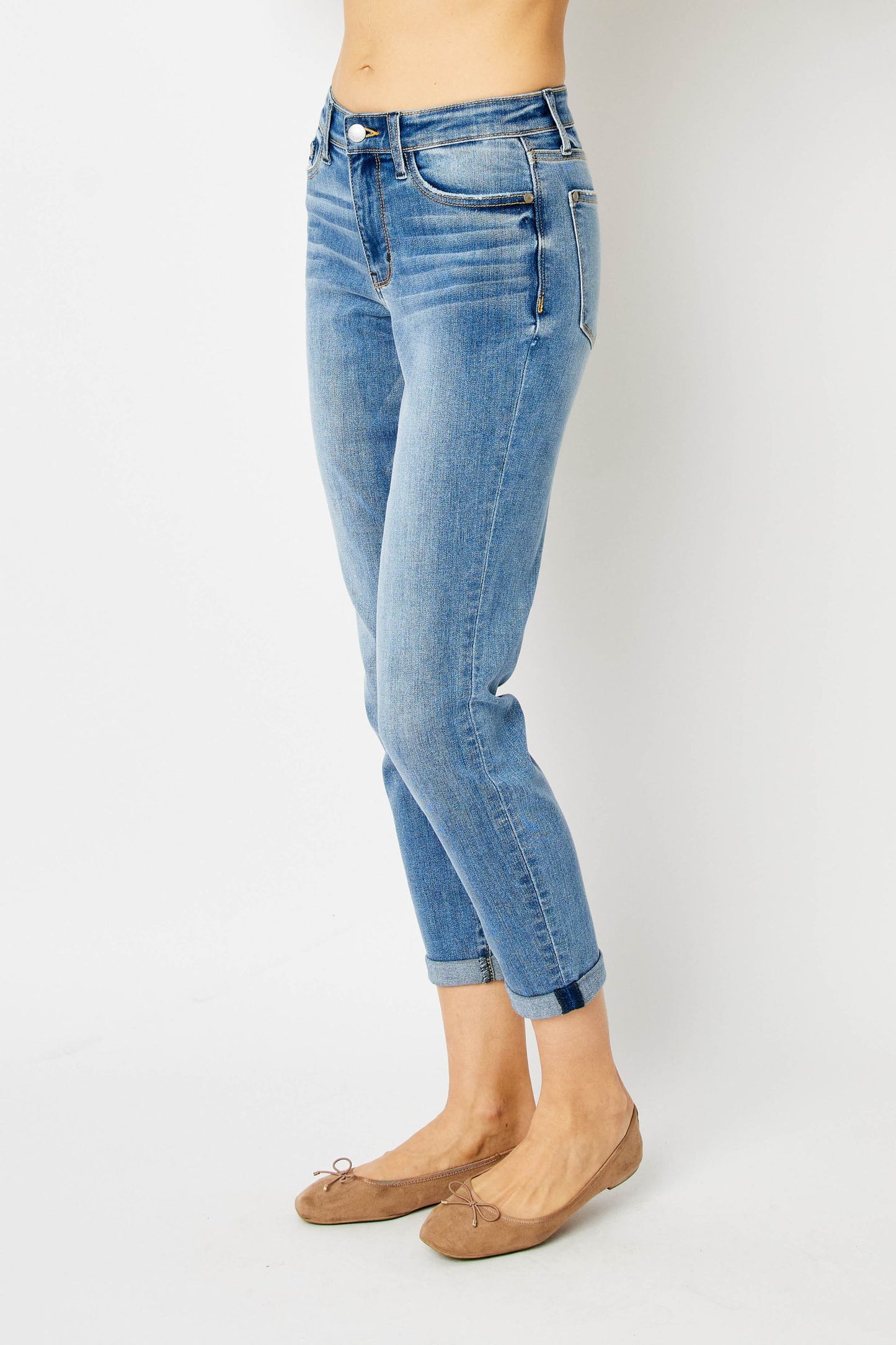 Judy Blue Mid Rise Cuffed Slim