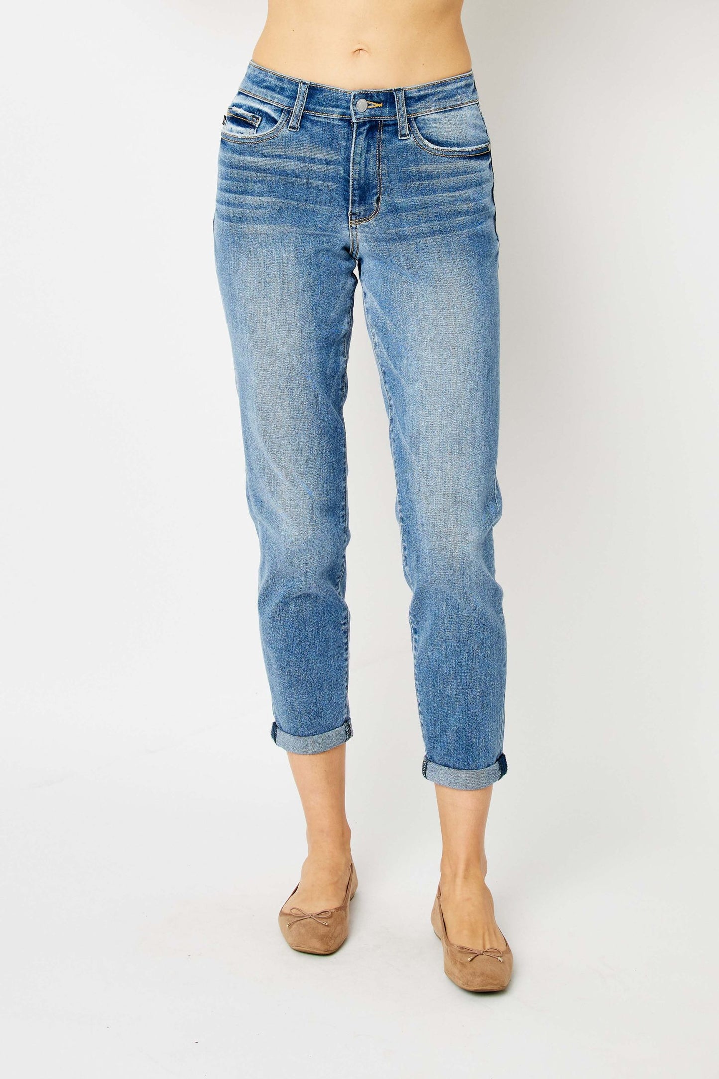 Judy Blue Mid Rise Cuffed Slim