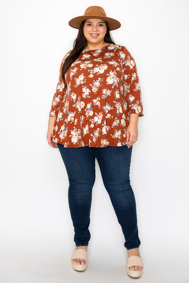 The Macy Floral Fall Top (1X-5X)