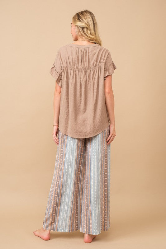 The Mia Boho Top: Mocha (Small-3X)