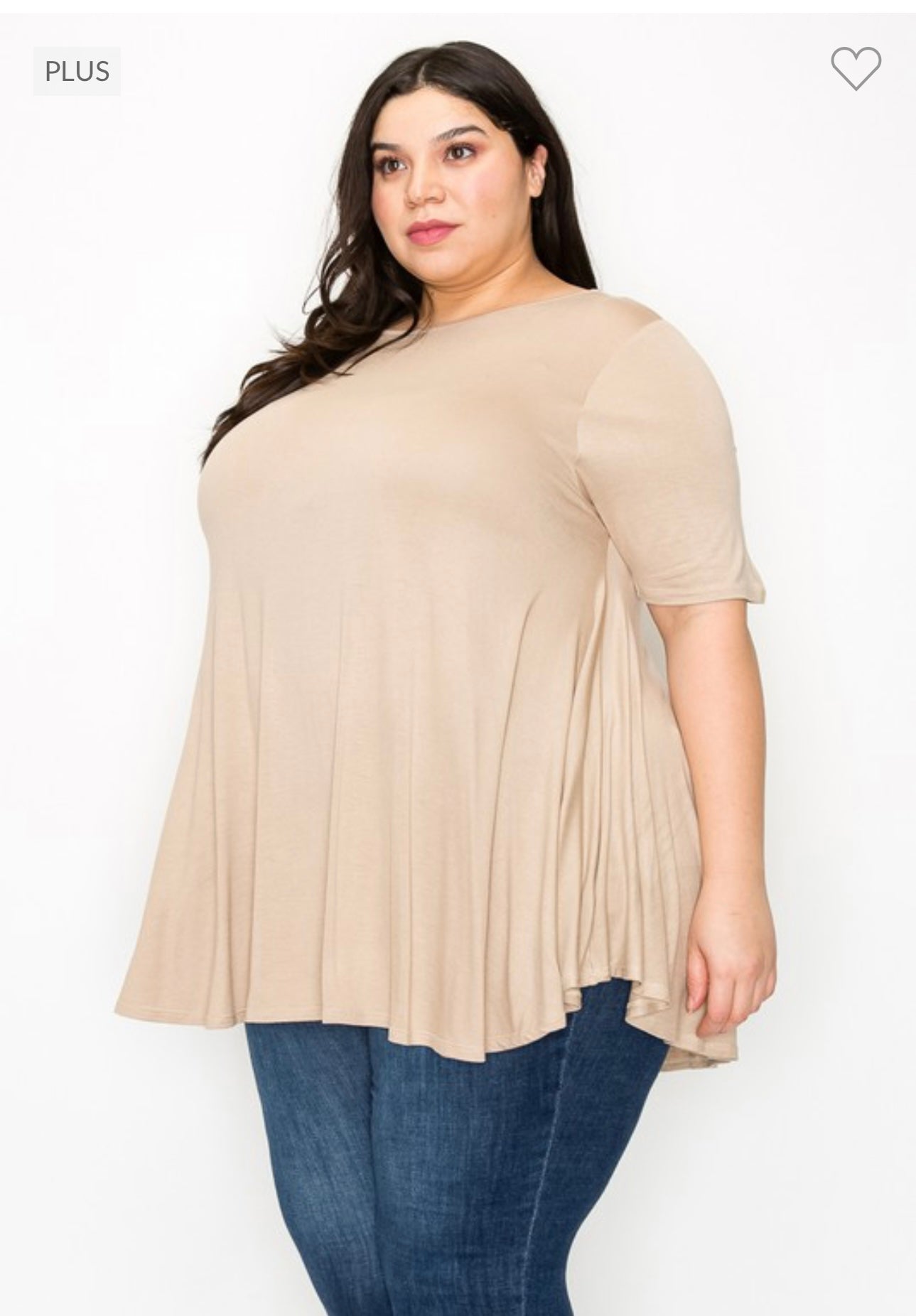 Silky Soft Tunic Tee - Beige