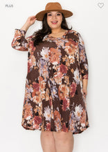 Load image into Gallery viewer, Brown Floral MIDI Dress
