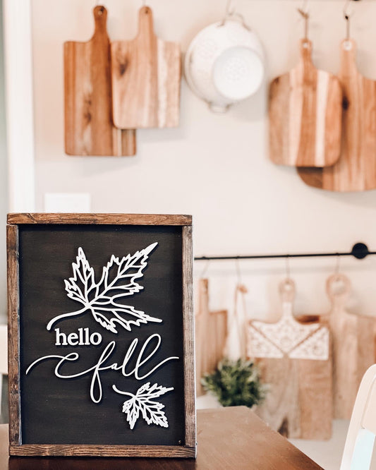 “Hello Fall” wood sign