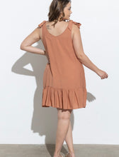 Load image into Gallery viewer, Rust V-Neck mini dress w/ruffled Hem
