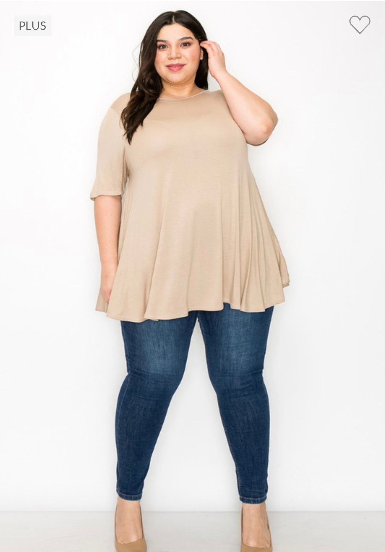 Silky Soft Tunic Tee - Beige