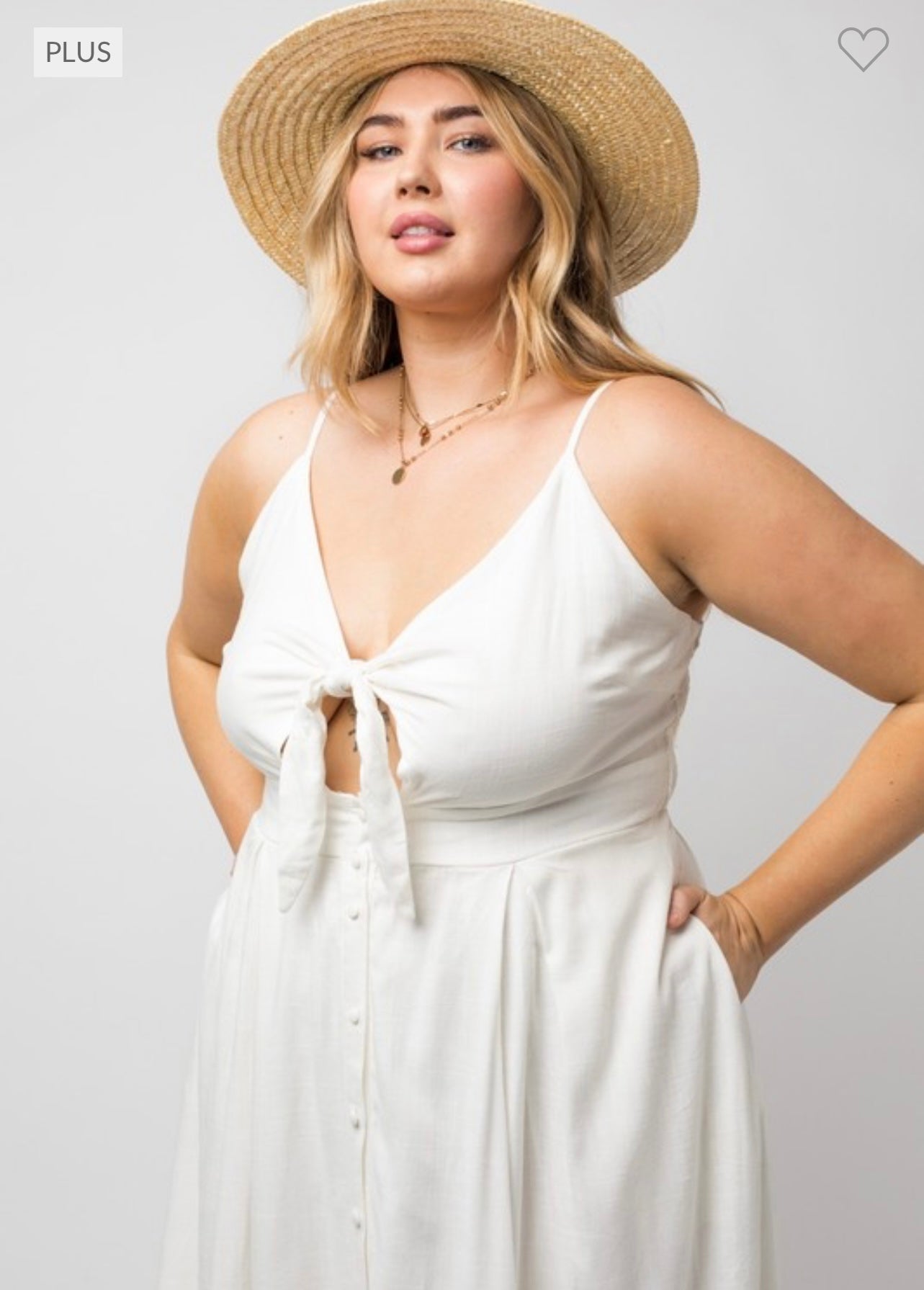 White Tie Front Flare MIDI Dress