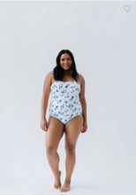 Load image into Gallery viewer, Ocean Blue Floral ribbed One Piece
