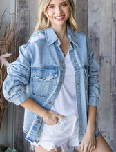 Load image into Gallery viewer, Distressed Washed Denim Jacket
